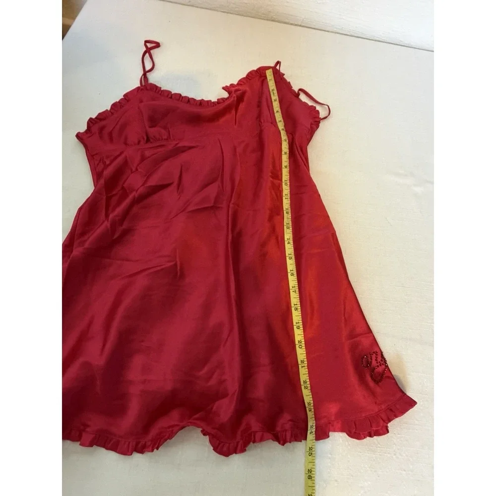 Victoria's Secret Angel Red Satin Babydoll Chemise Nightgown Lingerie L Y2K